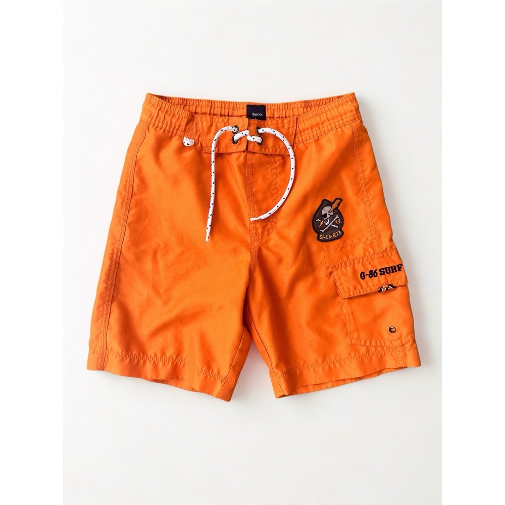 Gap Boys Surfer‎ Orange Swim Shorts With Skull Patch Size 6/7